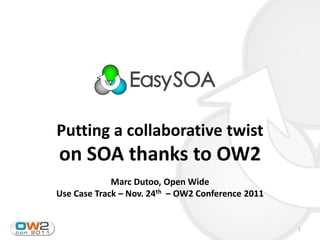 Putting a collaborative twist
on SOA thanks to OW2
             Marc Dutoo, Open Wide
Use Case Track – Nov. 24th – OW2 Conference 2011


                                                   1
 