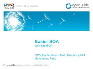 Official 2010 sponsor




                  Easier SOA
                  with EasySOA


                  OW2 Conference – Marc Dutoo – 23-24
                  November, Paris
 