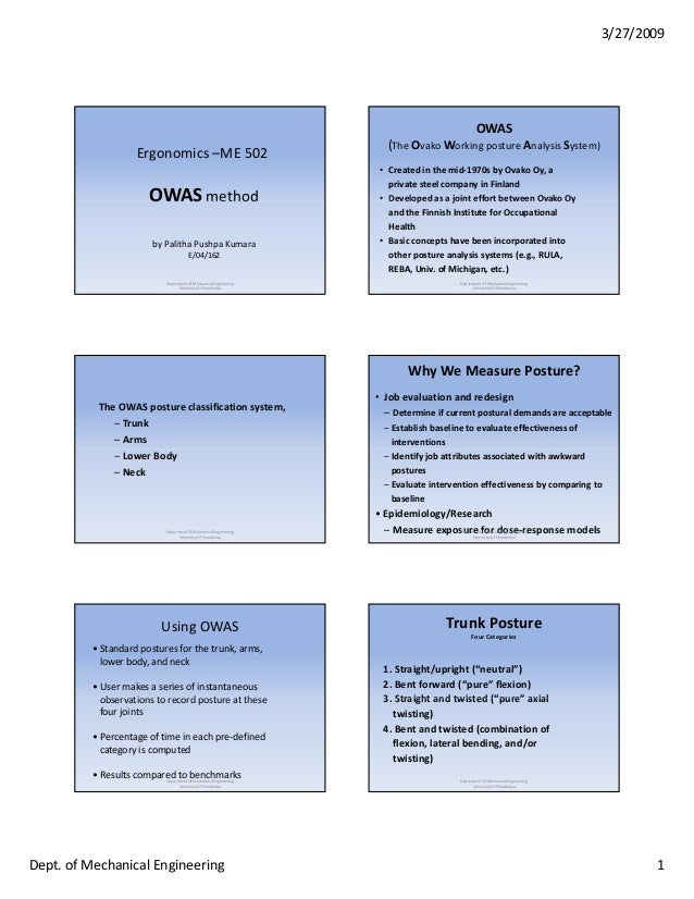 Owas Assessment Worksheet Xls