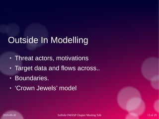 What could possibly go wrong? Threat modelling in the 21st century. – Phil Ashby