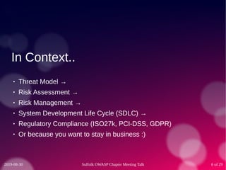 What could possibly go wrong? Threat modelling in the 21st century. – Phil Ashby