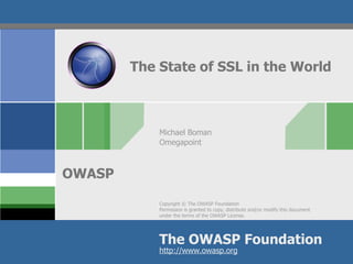 The State of SSL in the World Michael Boman Omegapoint 