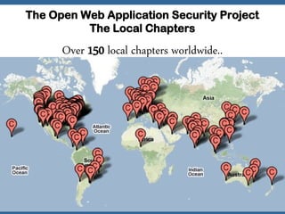 The Open Web Application Security Project
          The Local Chapters
      Over 150 local chapters worldwide..




                                            OWASP   8
 