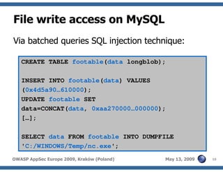 Advanced SQL injection to operating system full control (short version)