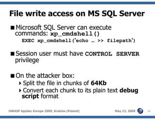 Advanced SQL injection to operating system full control (short version)