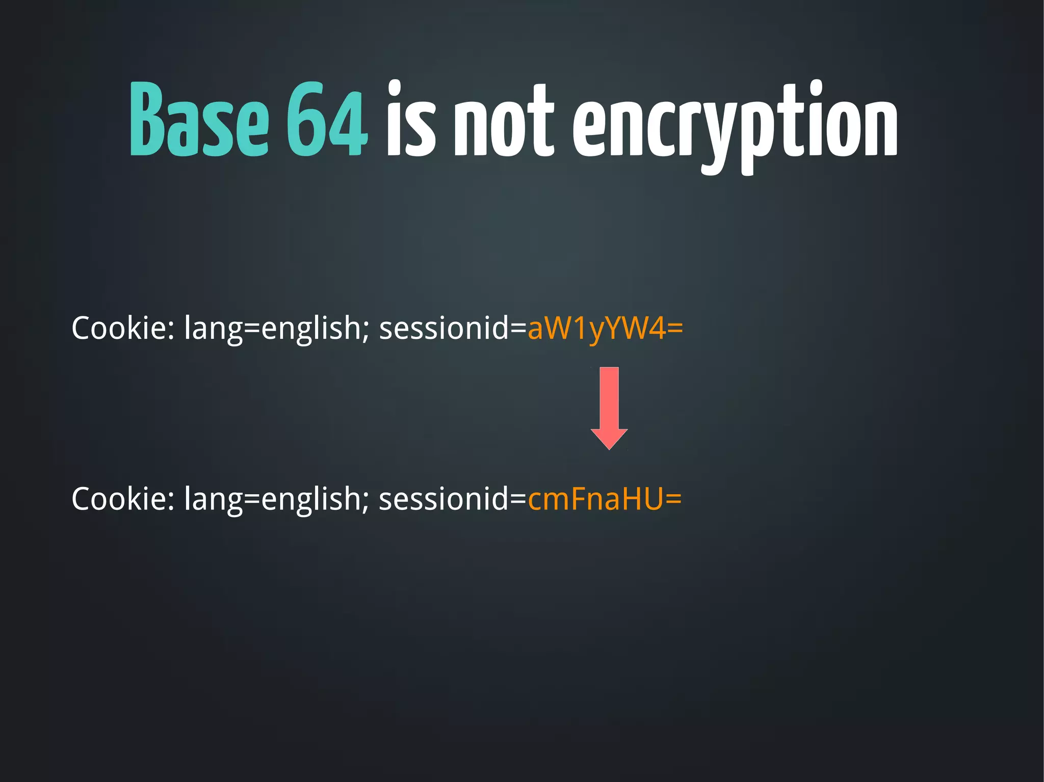 Base 64 is not encryption
Cookie: lang=english; sessionid=aW1yYW4=




Cookie: lang=english; sessionid=cmFnaHU=
 