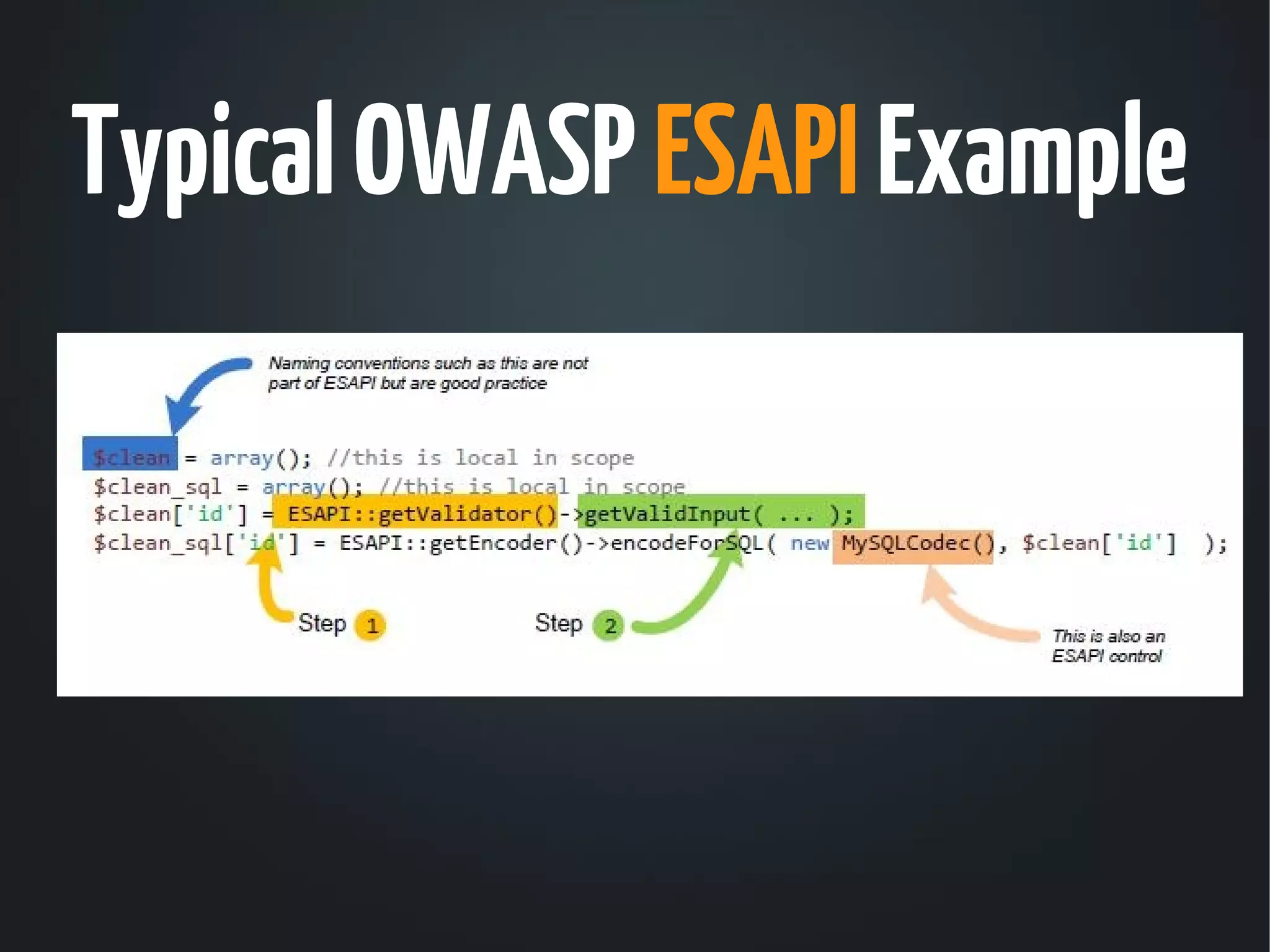 Typical OWASP ESAPI Example
 