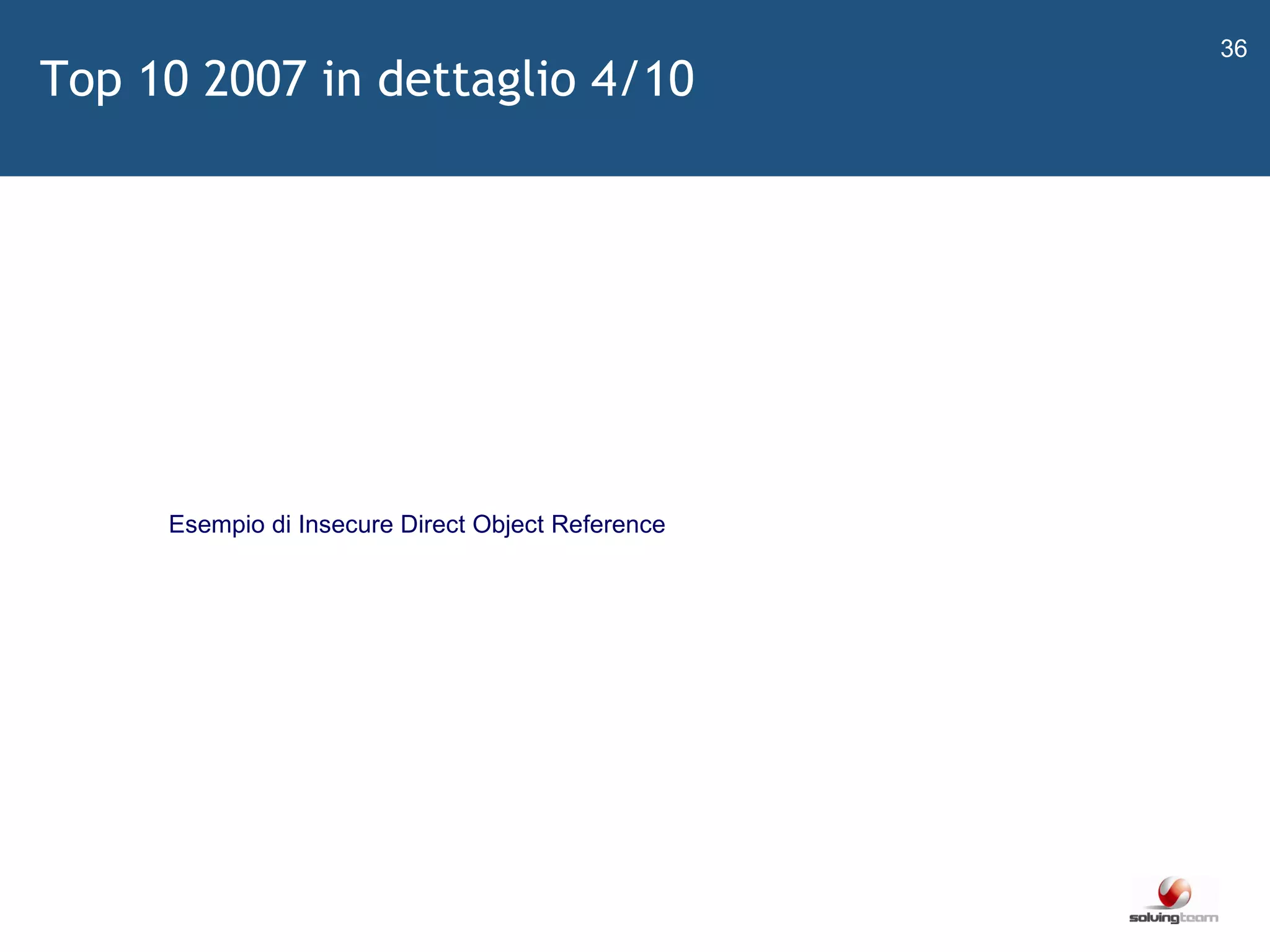   Esempio di Insecure Direct Object Reference  Top 10 2007 in dettaglio 4/10 