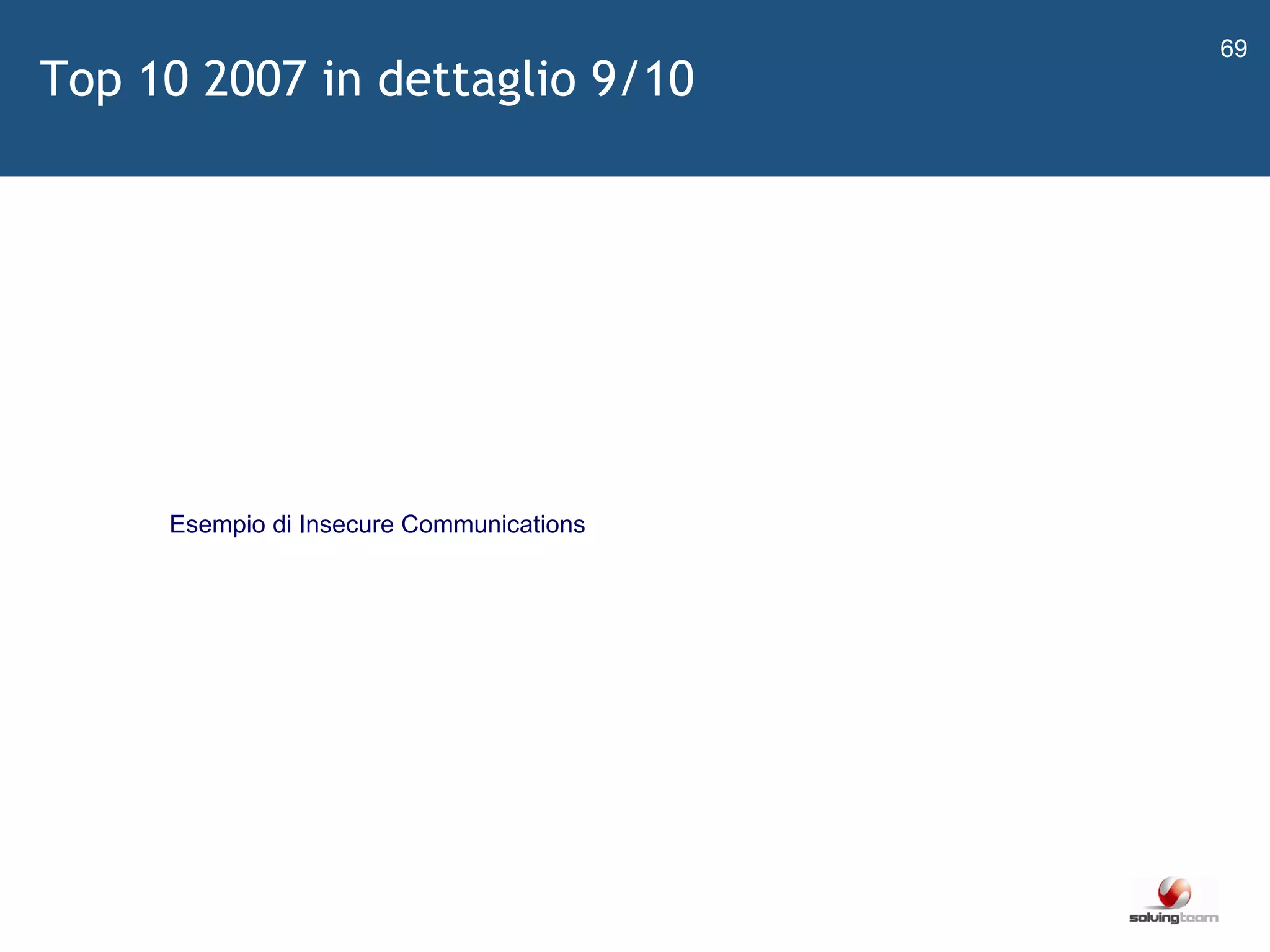   Esempio di Insecure Communications Top 10 2007 in dettaglio 9/10 