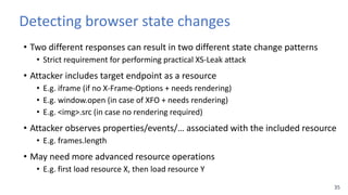 35
Detecting browser state changes
• Two different responses can result in two different state change patterns
• Strict re...
