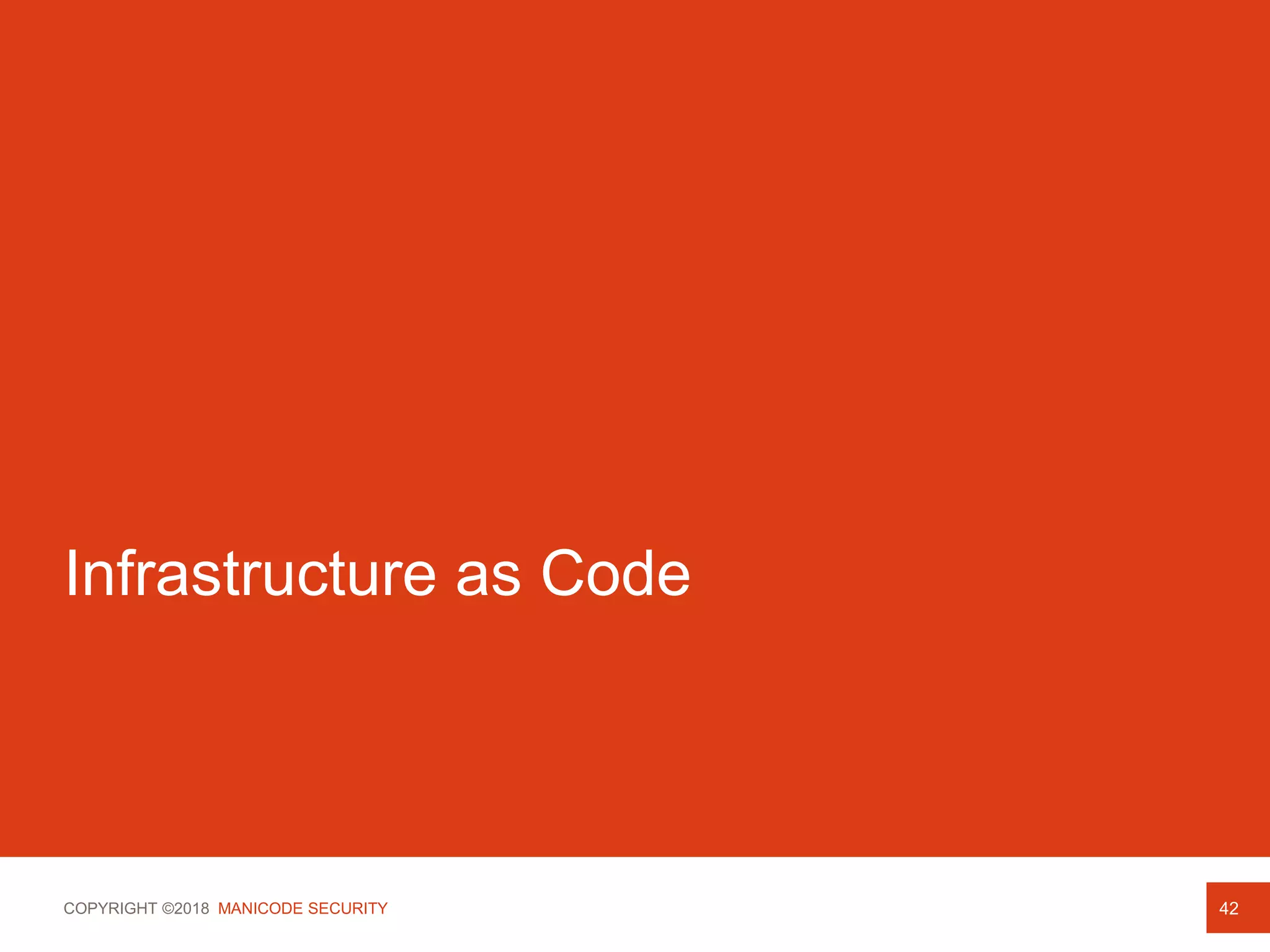 COPYRIGHT ©2018 MANICODE SECURITY
Infrastructure as Code
42
 