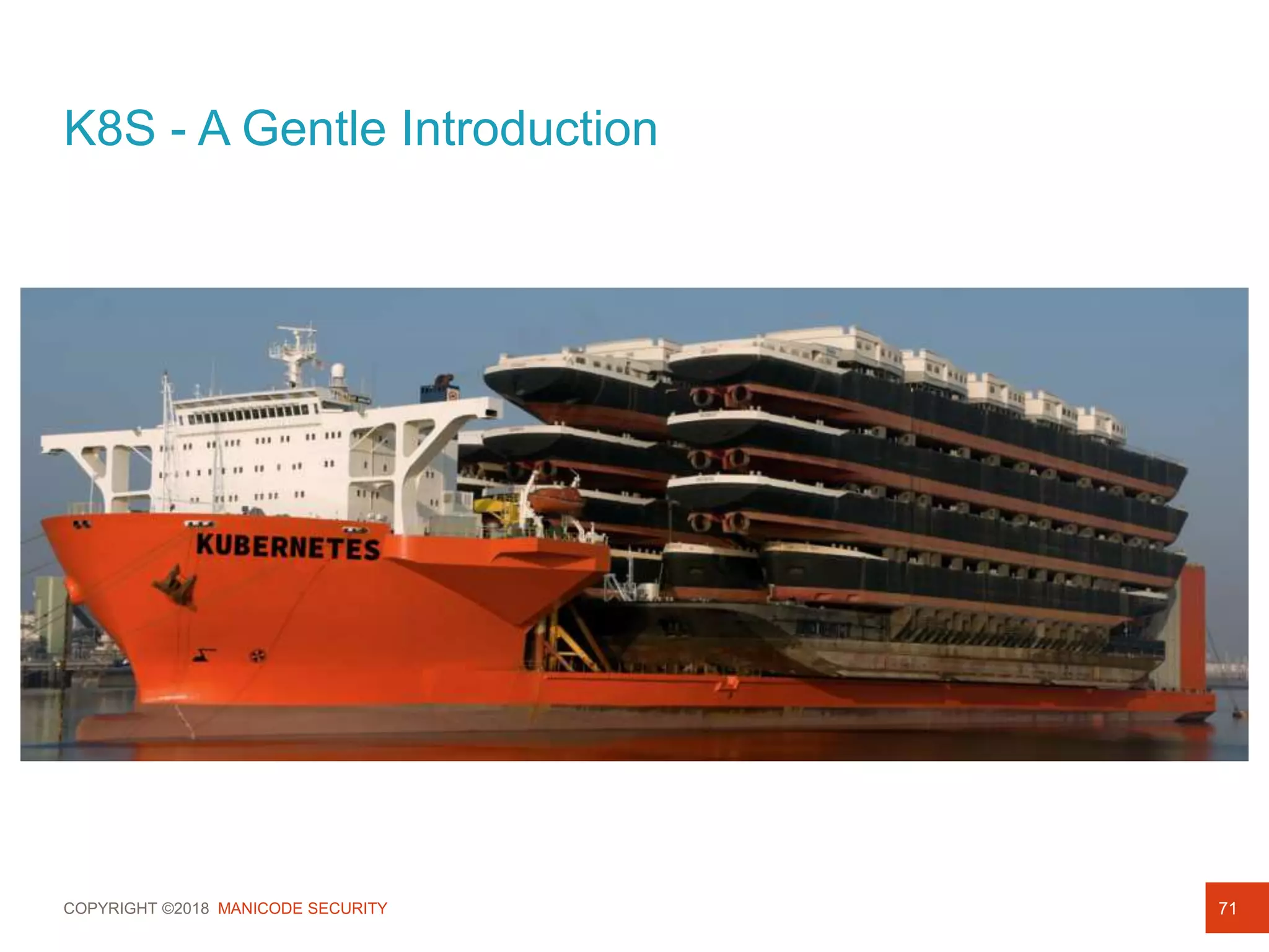 COPYRIGHT ©2018 MANICODE SECURITY
K8S - A Gentle Introduction
71
 