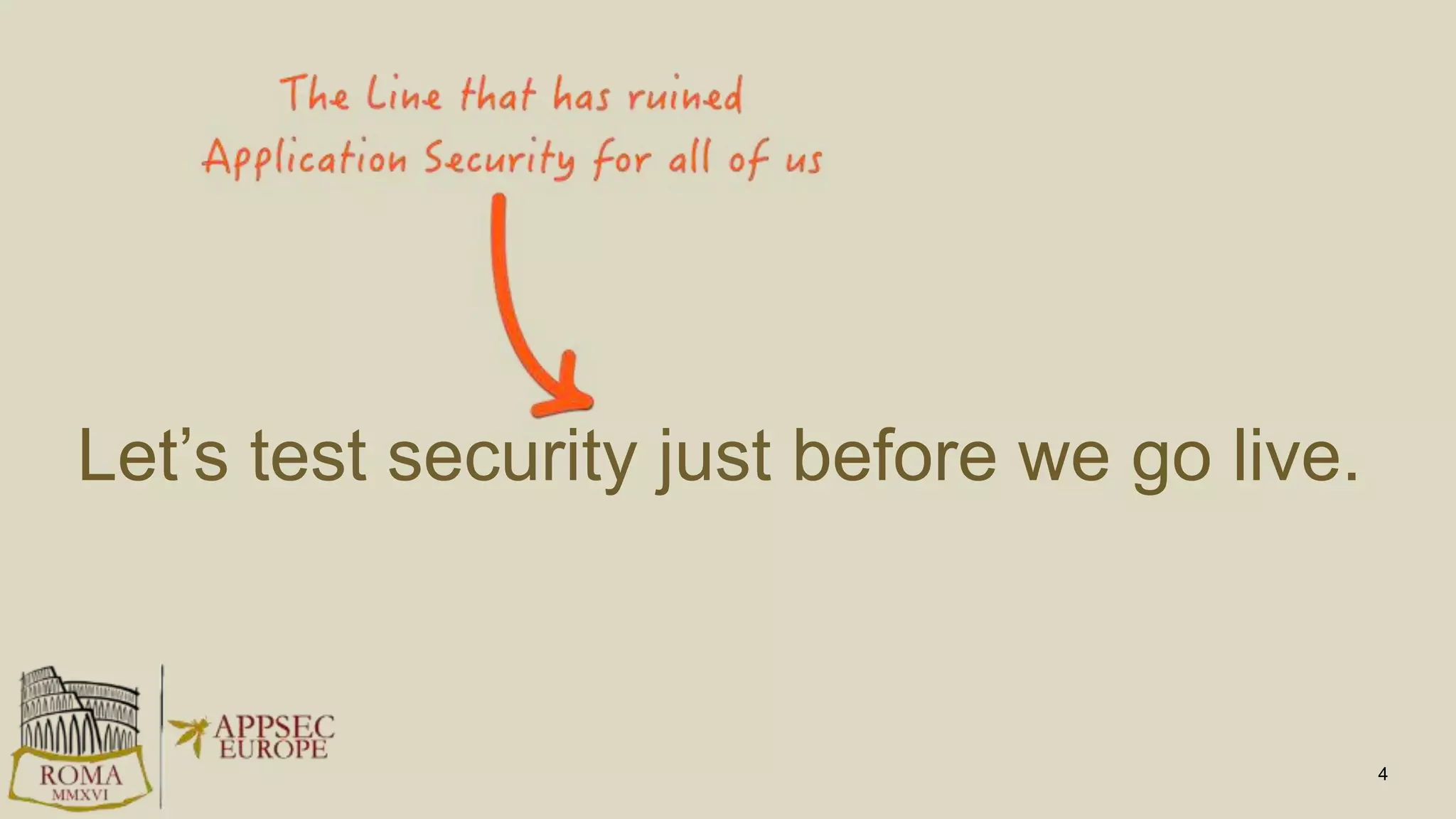 Let’s test security just before we go live.
4
 