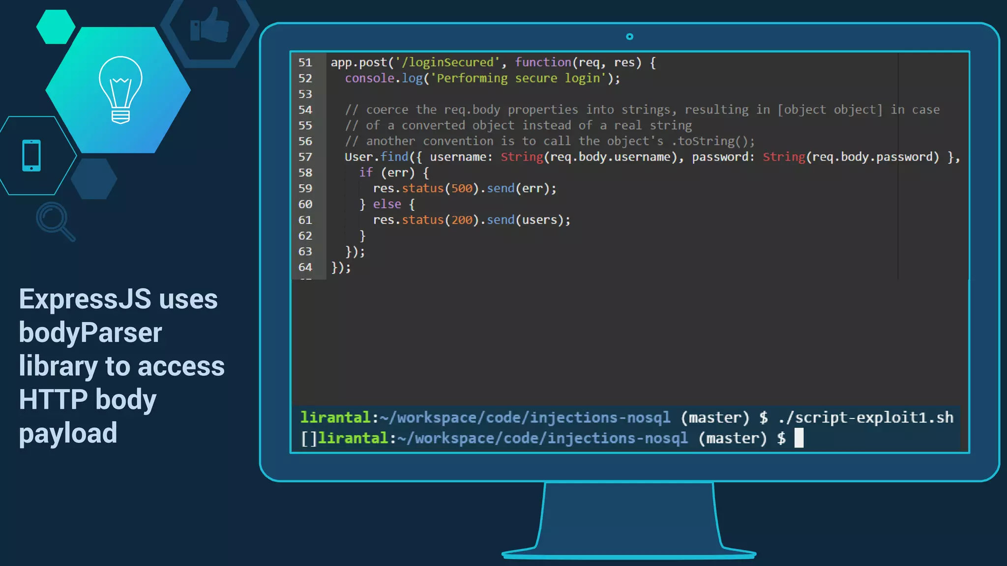 ExpressJS uses
bodyParser
library to access
HTTP body
payload
 