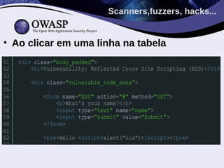 Scanners,fuzzers, hacks...


• Ao clicar em uma linha na tabela
 