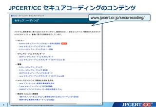 Copyright©2016JPCERT/CC All rights reserved.
JPCERT/CC セキュアコーディングのコンテンツ
6
www.jpcert.or.jp/securecoding/
 