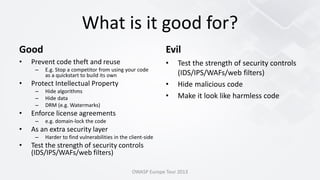 Protecting JavaScript source code using obfuscation - OWASP Europe Tour 2013 Lisbon