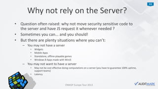 Protecting JavaScript source code using obfuscation - OWASP Europe Tour 2013 Lisbon