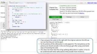 Protecting JavaScript source code using obfuscation - OWASP Europe Tour 2013 Lisbon