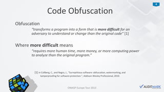Protecting JavaScript source code using obfuscation - OWASP Europe Tour 2013 Lisbon
