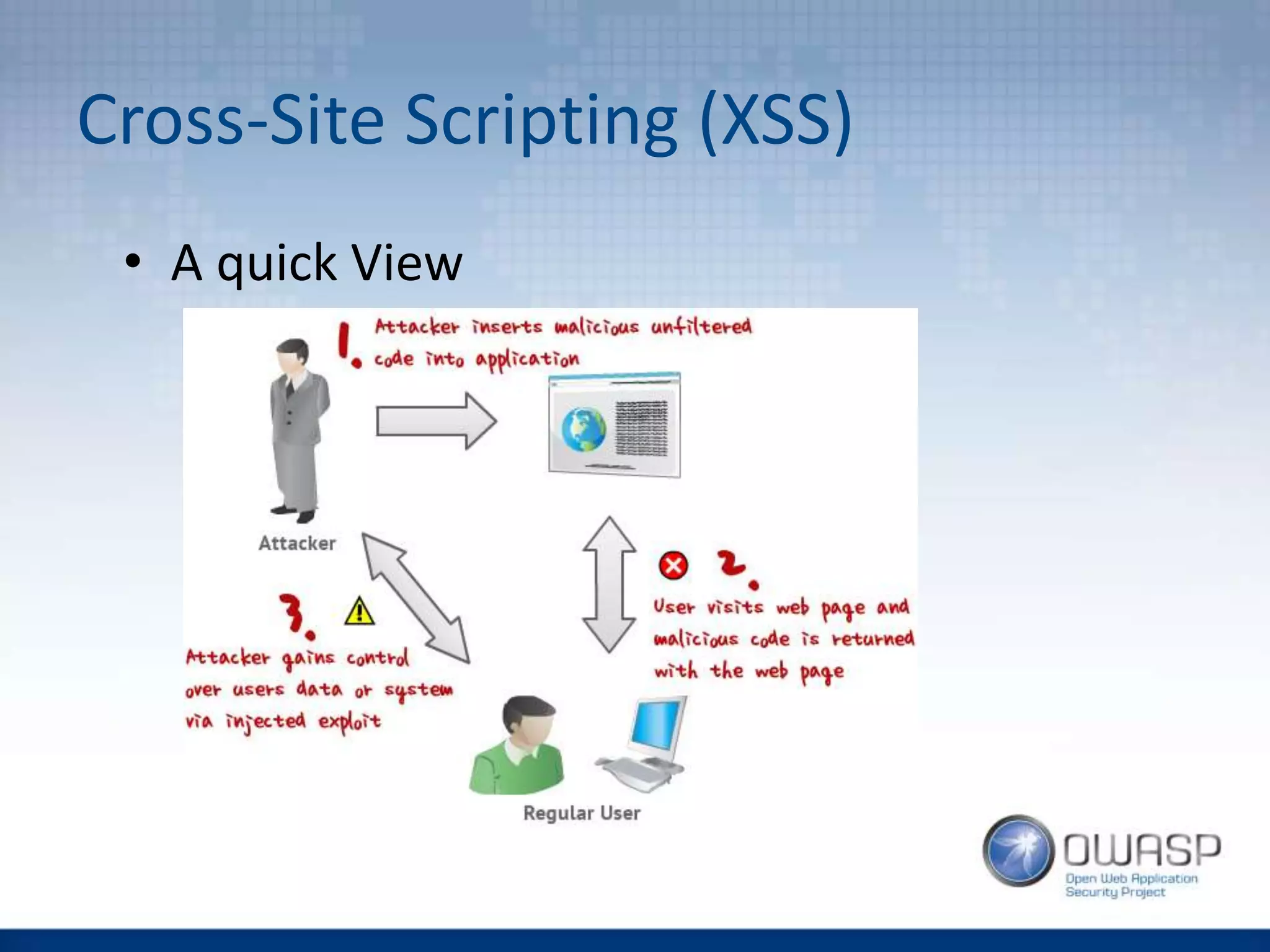 Cross-Site Scripting (XSS)
• A quick View
 