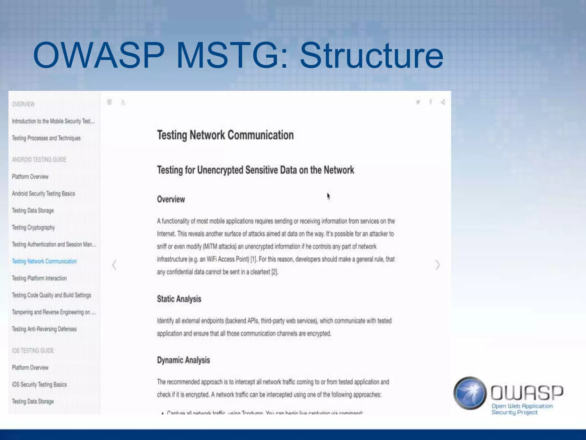 OWASP MSTG: Structure
 