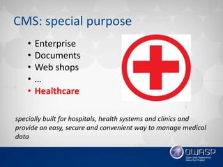 Owasp healthcare cms