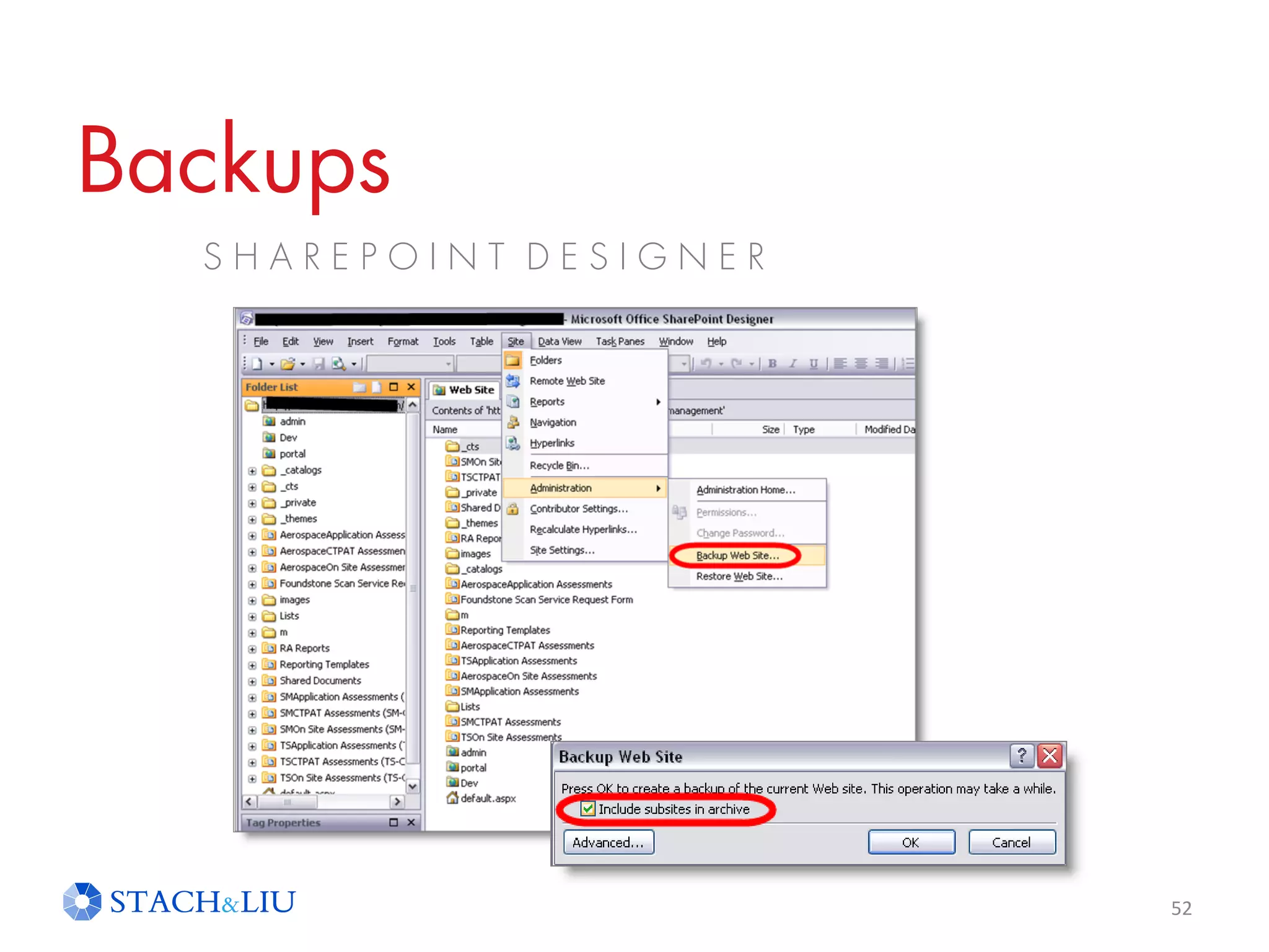 Backups
S H A R E P O I N T D E S I G N E R
52
 