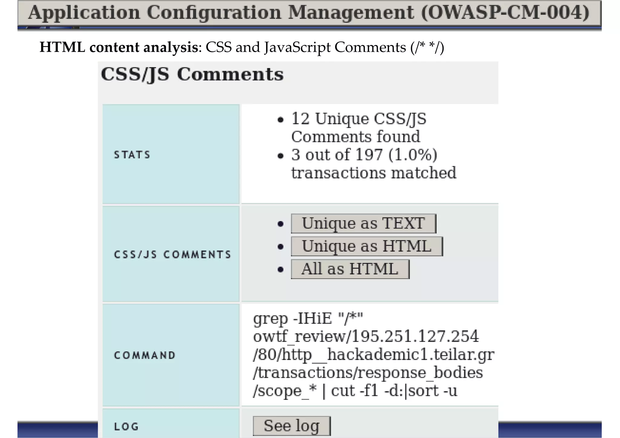 HTML content analysis: CSS and JavaScript Comments (/* */)
 