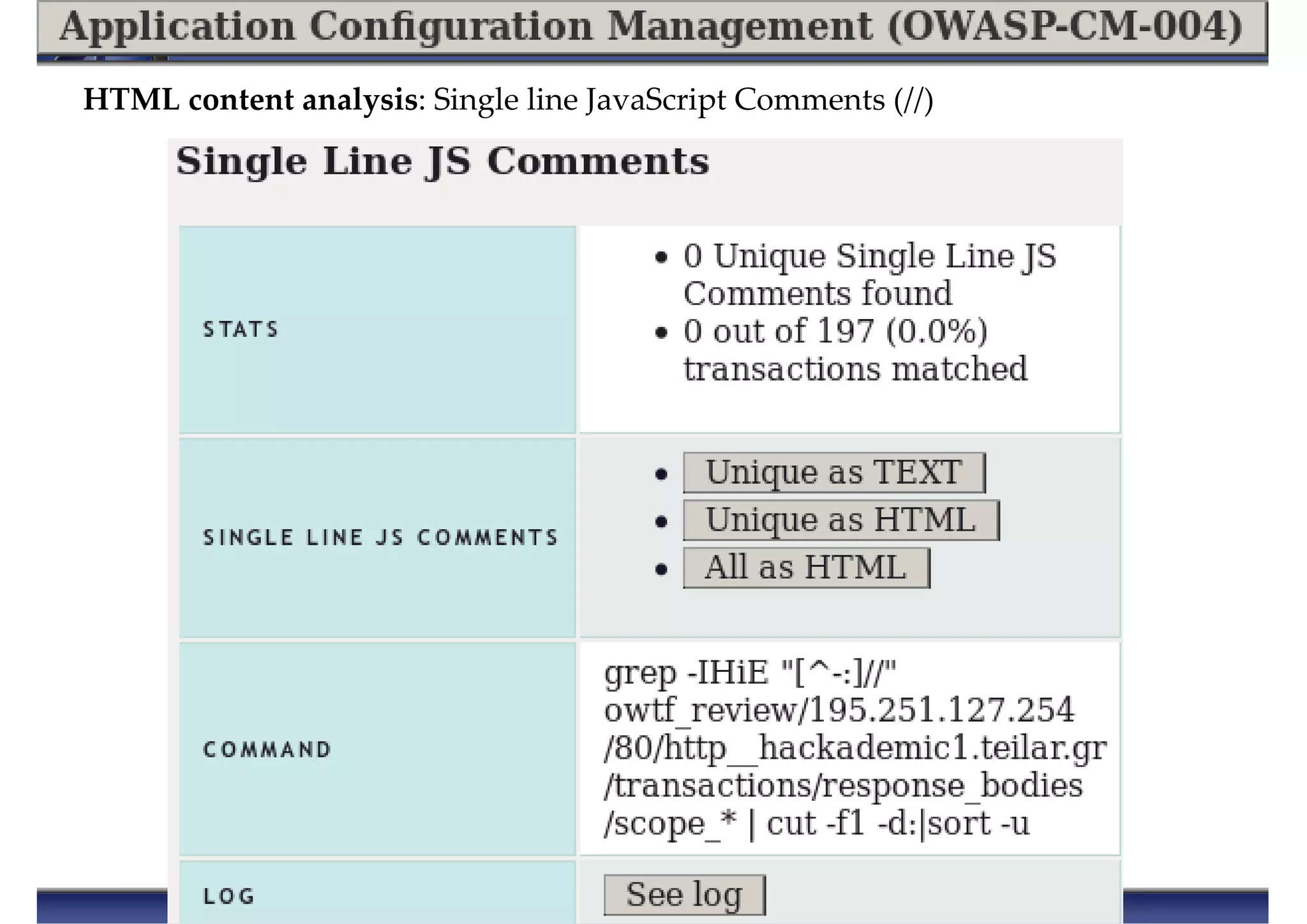 HTML content analysis: Single line JavaScript Comments (//)
 