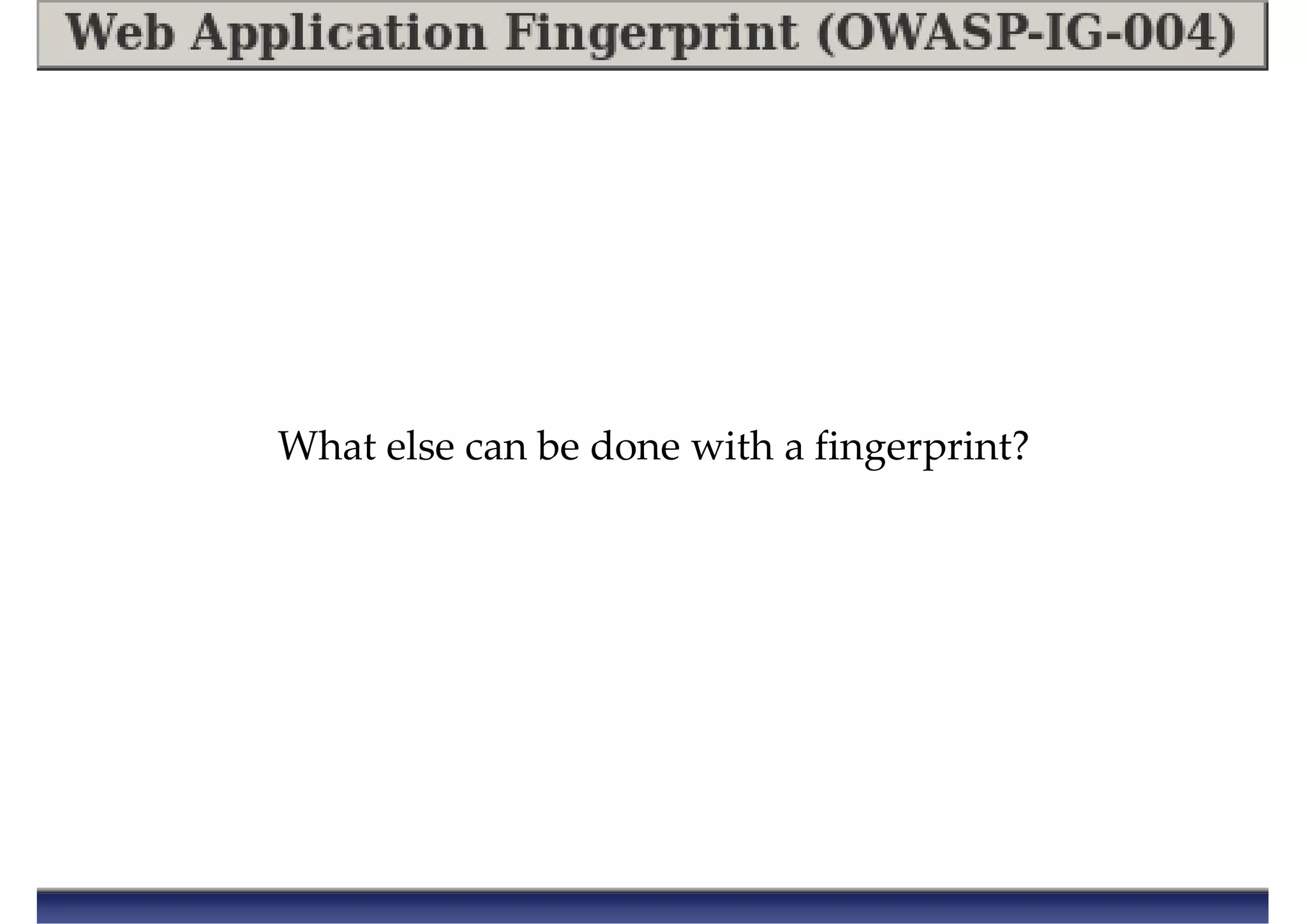What else can be done with a fingerprint?
 