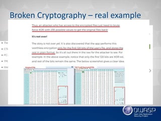 Broken Cryptography – real example
• NQ Vault
 