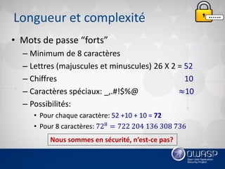 OWASP Québec - octobre 2016 - présentation sur les mots de passe