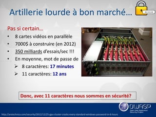 OWASP Québec - octobre 2016 - présentation sur les mots de passe