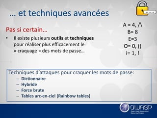 OWASP Québec - octobre 2016 - présentation sur les mots de passe