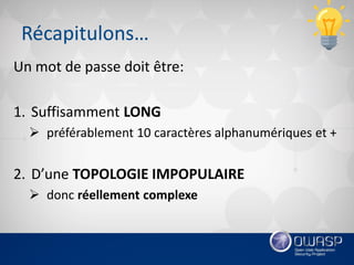 OWASP Québec - octobre 2016 - présentation sur les mots de passe