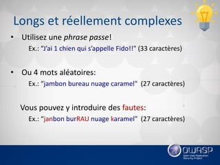 OWASP Québec - octobre 2016 - présentation sur les mots de passe