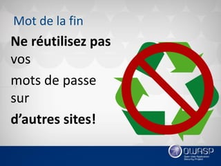 OWASP Québec - octobre 2016 - présentation sur les mots de passe