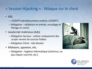 OWASP Québec - Attaques et techniques de défense des sessions Web - par Louis Nadeau