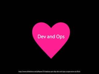 http://www.slideshare.net/jallspaw/10-deploys-per-day-dev-and-ops-cooperation-at-ﬂickr
 