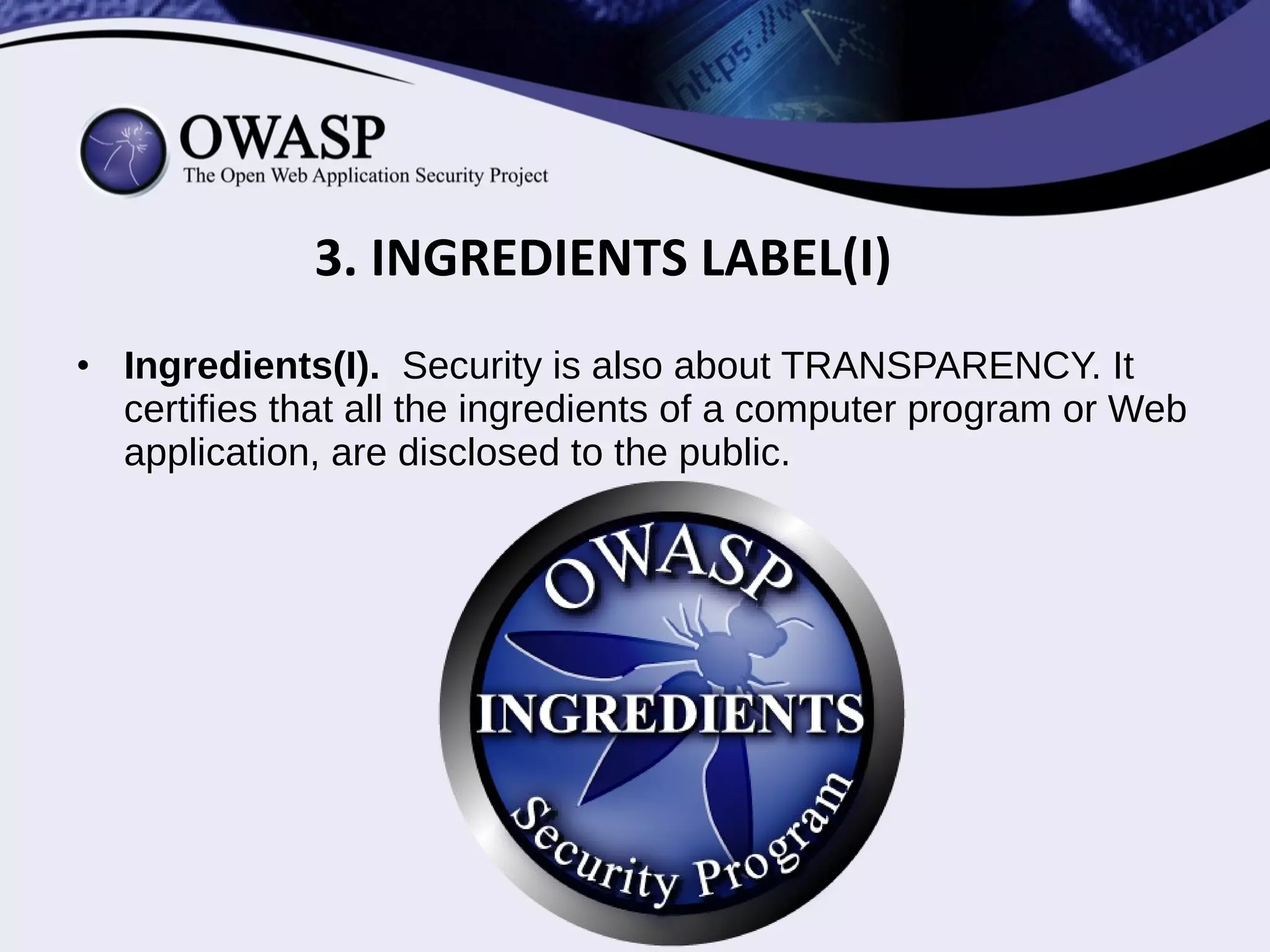 3. INGREDIENTS LABEL (I)
 