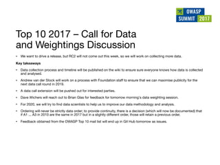Owasp summit debrief v1.0 (jun 2017)