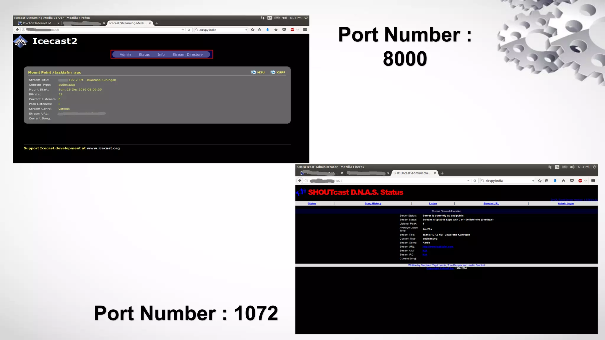 Port Number :
8000
Port Number : 1072
 