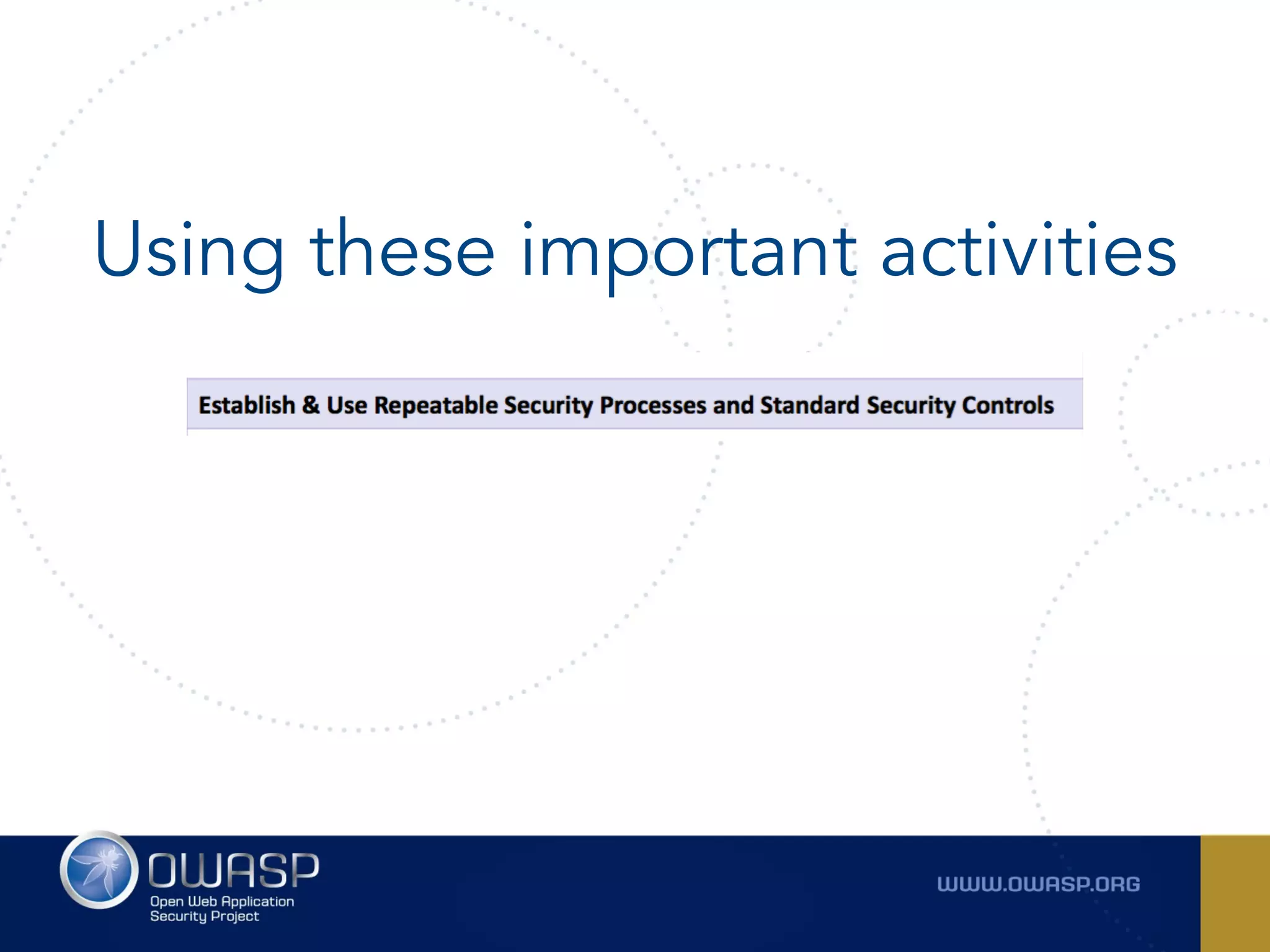 Using these important activities