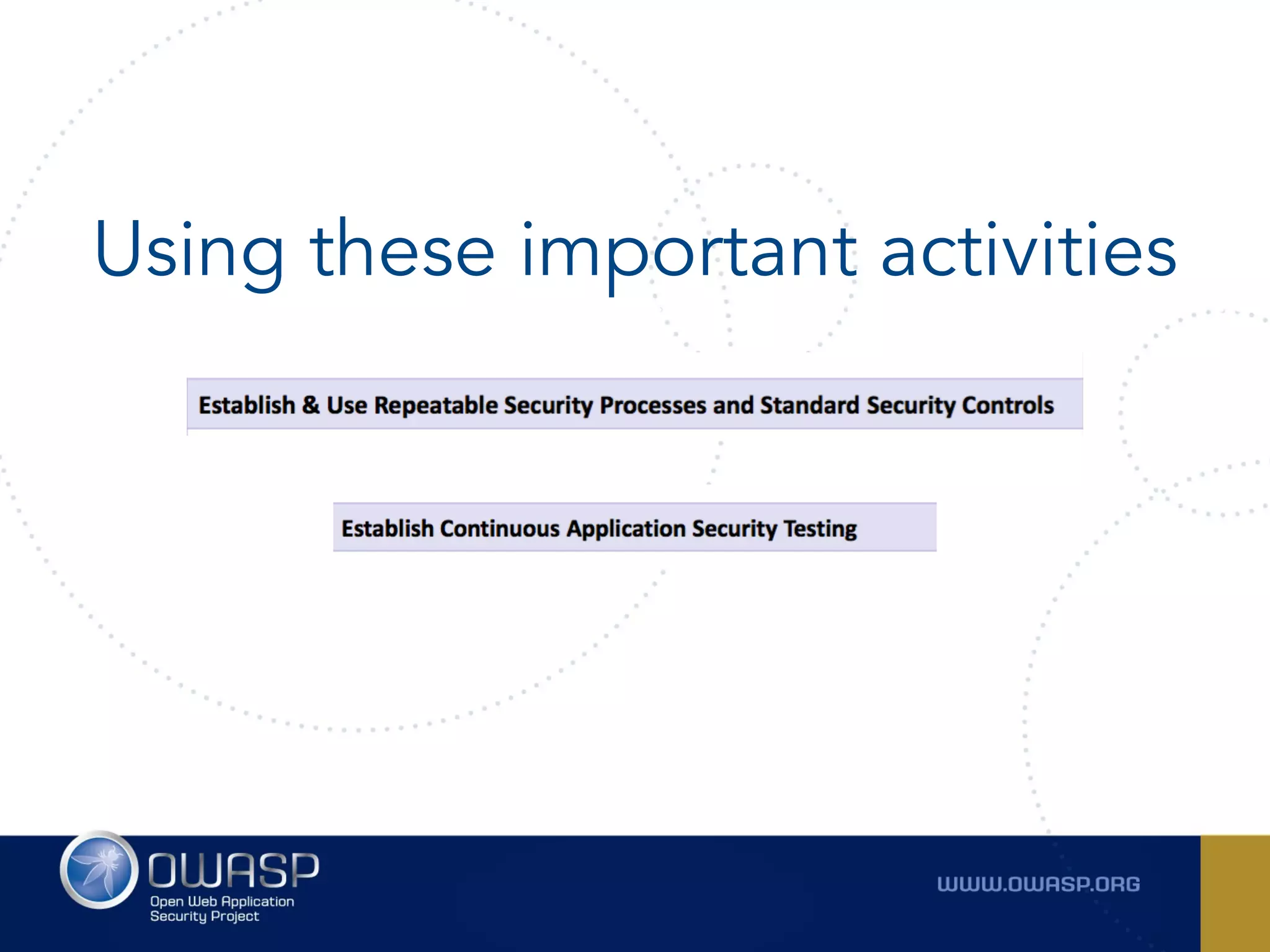 Using these important activities