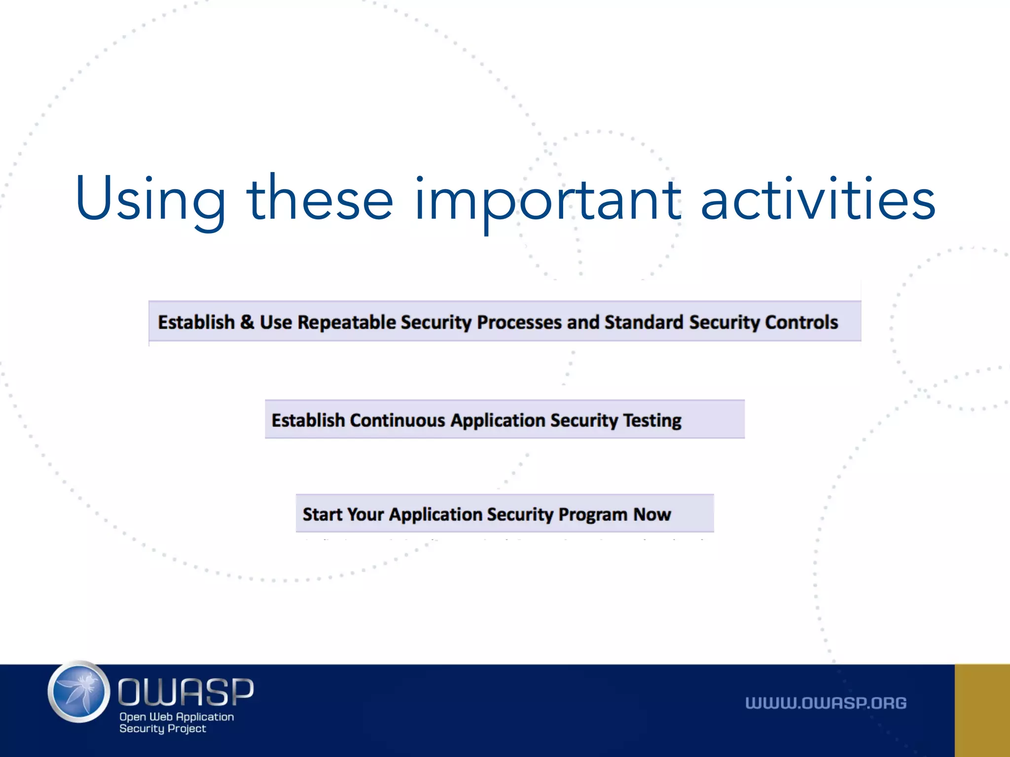 Using these important activities