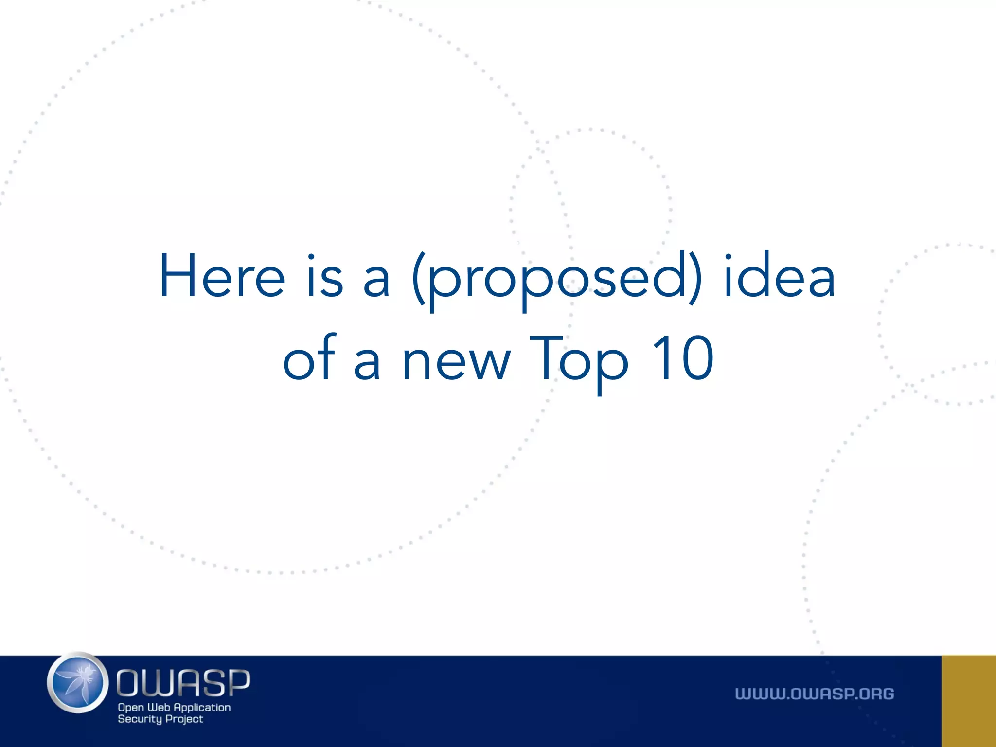 Here is a (proposed) idea
of a new Top 10