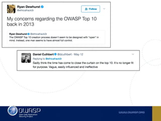 Owasp top 10 2017 RC -  Comments, observations and ideas