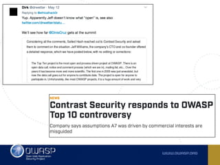 Owasp top 10 2017 RC -  Comments, observations and ideas
